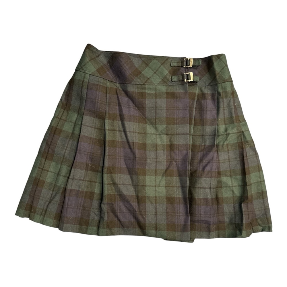 BROOKS BROTHERS
Black Watch Tartan Twill Pleated Skirt | Navy/green | Size 8